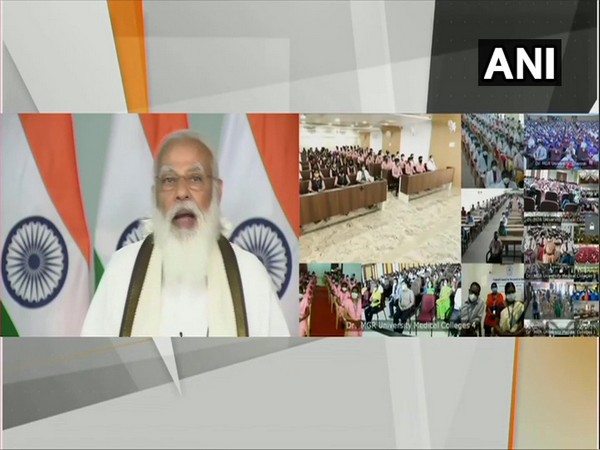 PM Narendra Modi speaking at the convocation of Dr MGR Medical University. (Photo/ANI)