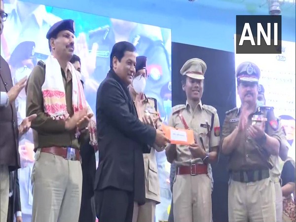 Visual of Hima Das being inducted in Assam Police (Photo/ANI)