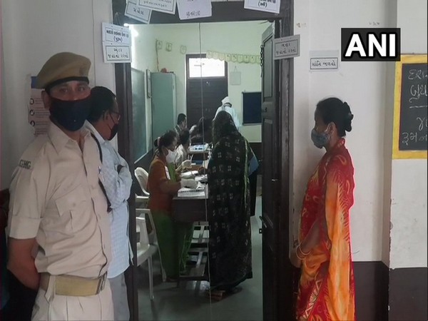Voting underway in Dasharatha Adarsh   Primary School, Vadodara. (Photo/ANI)