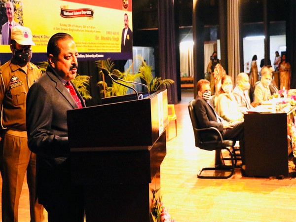 Jitendra Singh addresses on National Science Day in Jammu on Sunday.