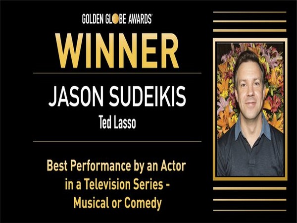 Jason Sudeikis wins Golden Globe (Photo/ Golden Globe Awards Twitter)