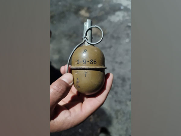 The hand grenade seized by security forces. 