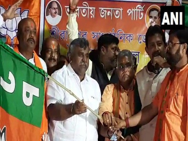 TMC leader Jitendra Tiwari at BJP public meeting in Hooghly (Photo/ANI)
