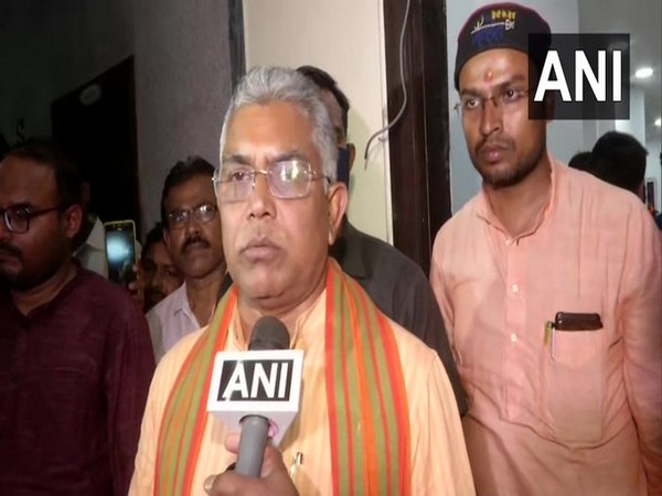 BJP leader Dilip Ghosh speaking to ANI. (Photo/ANI)