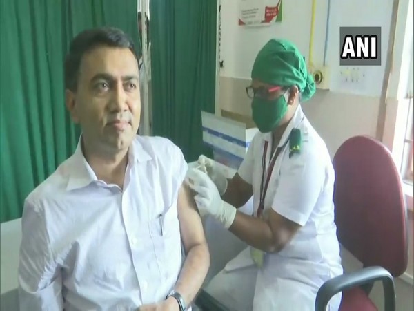 Goa Chief Minister Pramod Sawant receiving first dose of COVID-19 vaccine (Photo/ANI)