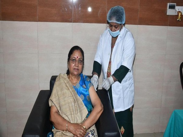 Uttrakhand Governor receiving her first dose of covid19 vaccine at Doon's Hospital