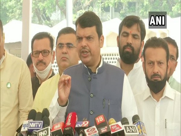 Former CM Devendra Fadnavis addressing media 
