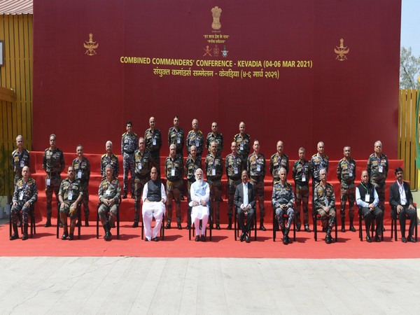 Prime Minister Narendra Modi at the Combined Commanders Conference in Gujarat's Kevadia on Saturday.