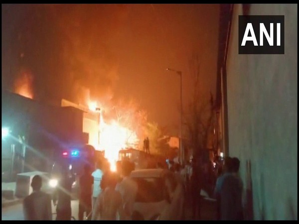 Visuals of fire at a factory in Ahmedabad's Vatva (Photo/ANI)
