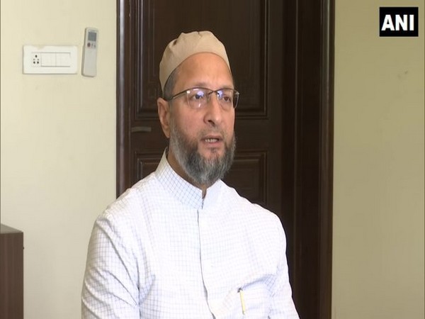 Asaduddin Owaisi addresses a press conference in Hyderabad on Tuesday. [Photo/ANI]