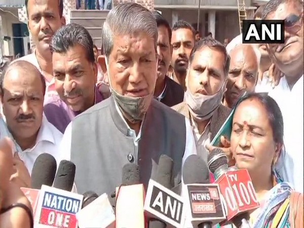 Harish Rawat speaks to reporters in Dehradun on Tuesday. [Photo/ANI]