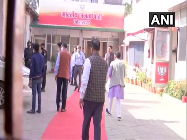 BJP leaders arrives at party office in Uttarakhand  for legislature meeting (Photo/ANI)