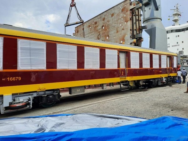 Sri Lanka received ten state-of-the-art railway passenger coaches from India. (Photo credit: Twitter/India in Sri Lanka