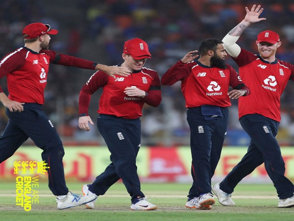 Adil Rashid (second from right) dismissed Virat Kohli for a duck (Photo/ England Cricket Twitter)