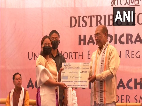 Manipur CM N Biren Singh distributed agriculture machinery to farmers, financial assistance to artisans (Photo/ANI)