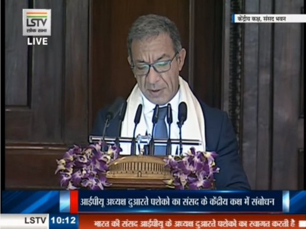 President of Inter-Parliamentary Union, Duarte Pacheco addresses MPs