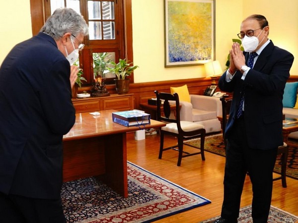 Foreign Secretary Harsh V Shringla met Italian Ambassador Vincenzo De Luca