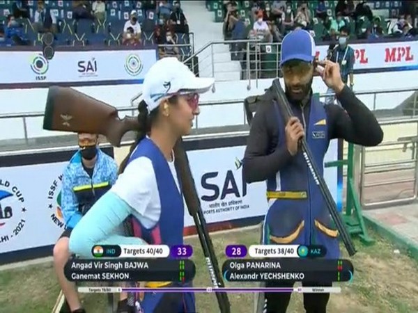 Ganemat Sekhon and Angad after winning gold (Photo/ SAI Media Twitter)