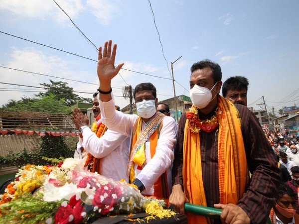 Dharmendra Pradhan, Sambit Patra holds roadshow in Odisha (Photo/ANI)