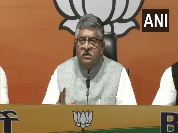Union Minister Ravi Shankar Prasad speaking at a press conferance in Delhi on Monday. (Photo/ANI)