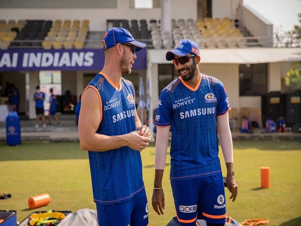Jasprit Bumrah (right) with Chris Lynn (Photo/ Jasprit Bumrah twitter)