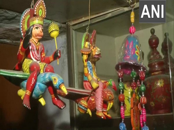 Wooden toys on sale at a shop in Varanasi. [Photo/ANI]