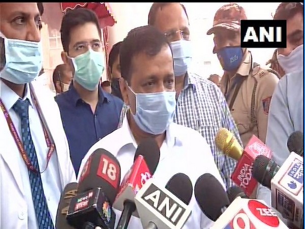 Arvind Kejriwal speaking to reporters outside LNJP Hosiptal in Delhi on Saturday. [Photo/ANI]