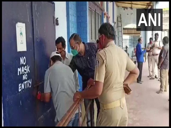 A cinema hall being sealed in Odisha's Paralakhemundi on Monday. [Photo/ANI]
