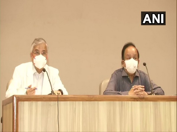 AIIMS Director Dr Randeep Guleria, Union Health Minister Dr Harsh Vardhan (Photo/ANI)