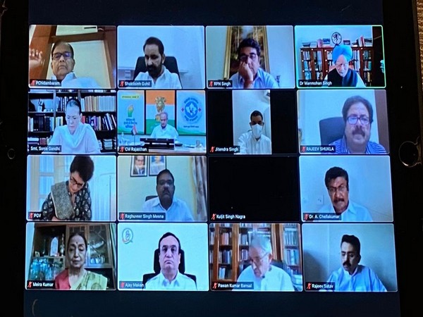 The Congress Working Committee video conference. (Photo/ANI)