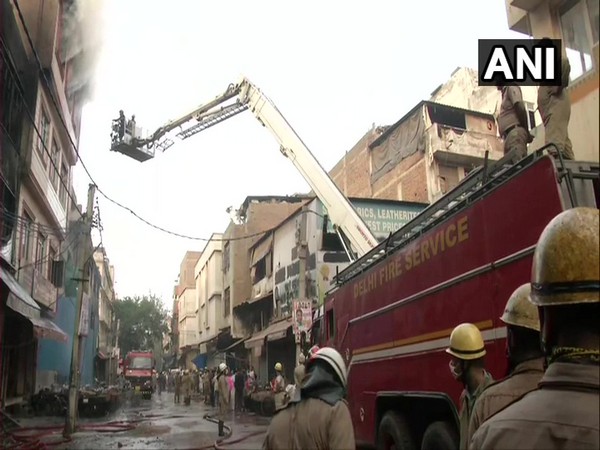 Visuals from Kirti Nagar furniture market where the fire broke out. (Photo/ANI)
