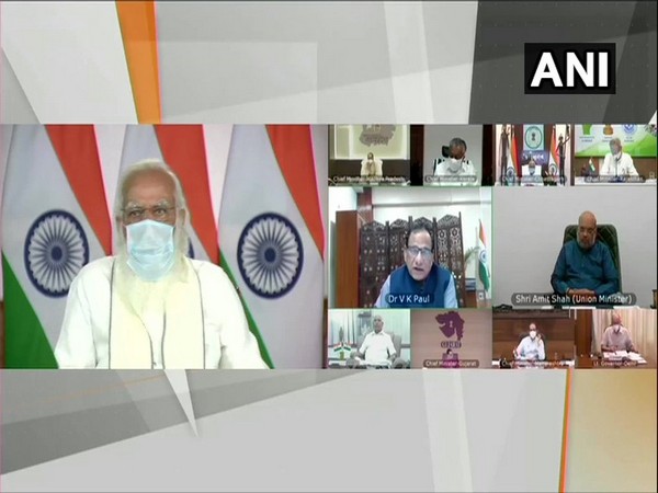 PM Modi chairs meeting on Covid-19 situation with Chief Ministers of high burden states (Photo/ANI)