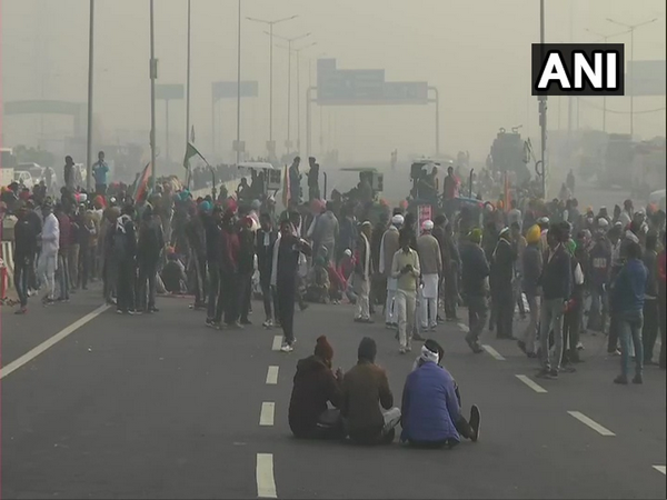 A visual from farmers' protest at Gazipur border. Photo/ANI