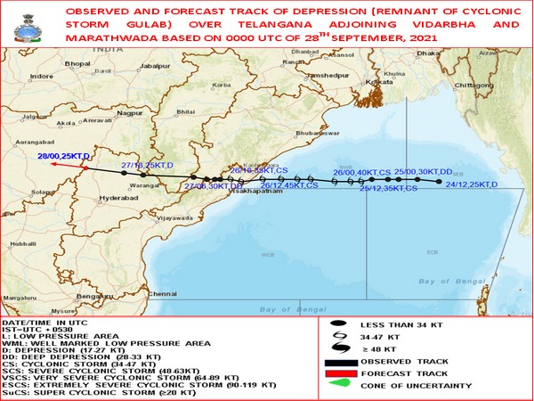 Visual representation of depression over Telangana and adjoining  Marathwada amd Vidarbha. (Photo/IMD)