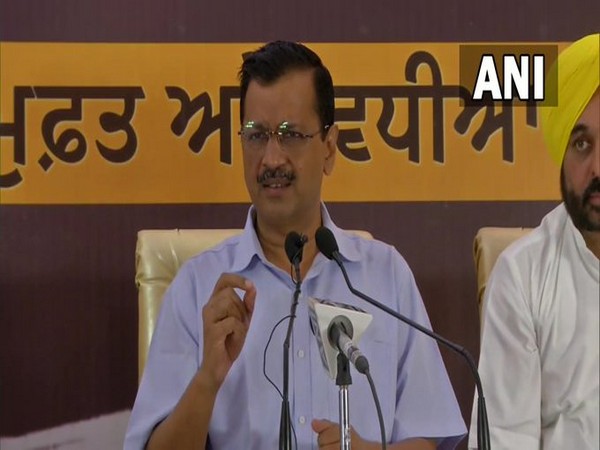 Delhi Chief Minsiter Arvind Kejriwal in Ludhiana on Thursday. [Photo/ANI]