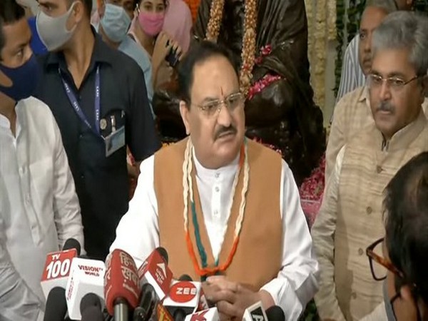 JP Nadda speaking to reporters in Delhi on Saturday.
