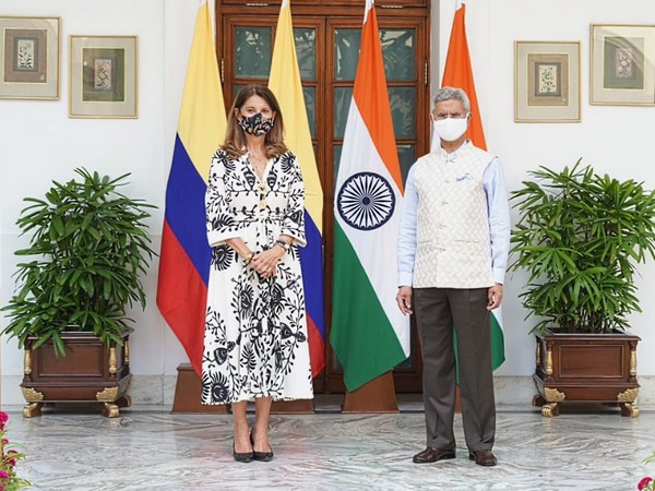 Colombian Vice President Marta Lucia Ramirez with Jaishankar in New Delhi on Saturday.