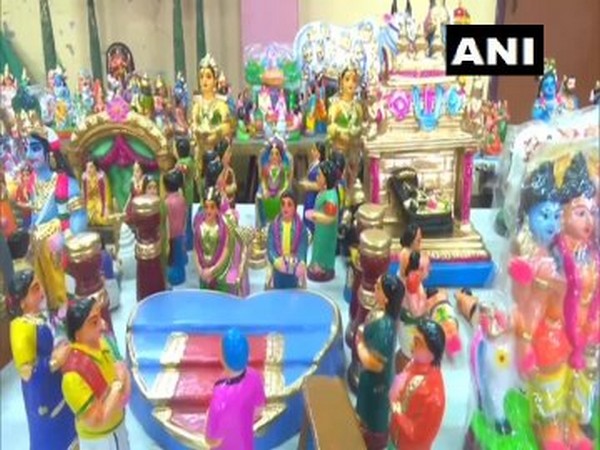Navratri Golu dolls are back in the markets in Puducherry amid Navratri festivities. (Photo/ANI)
