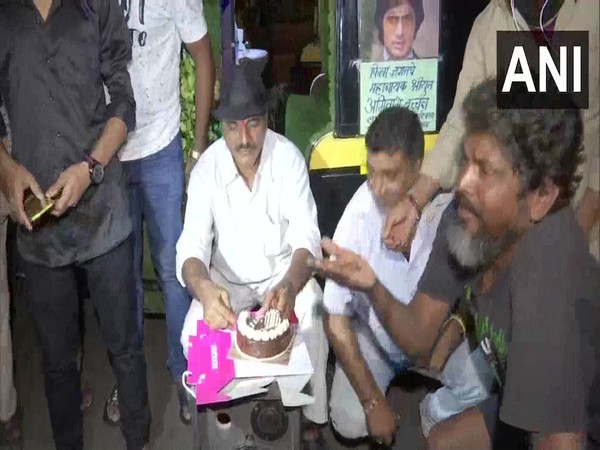 Fans outside Amitabh Bachchan's residence celebrating actor's 79th Birthday. (Photo/ANI)