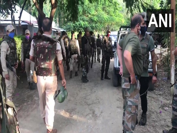 Visual of secuirty forces in B Gamnom village (Photo/ANI)