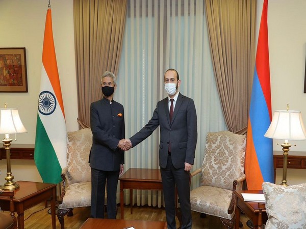 External Affairs Minister S Jaishankar and Armenian Foreign Minister Ararat Mirzoyan in Yerevan. (Photo Courtesy: Twitter/DrSJaishankar)