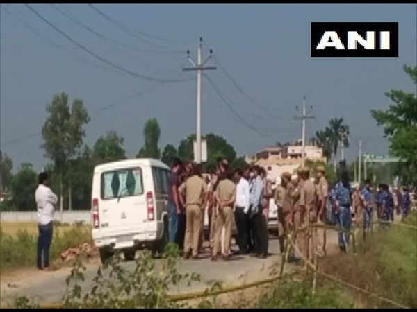 Visual of SIT with security forces in Lakhimpur Kheri district. (Photo/ANI)