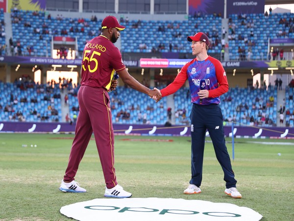 Eoin Morgan and Kieron Pollard (Photo: Twitter/ICC)
