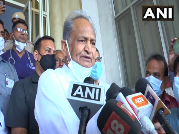 CM Ashok Gehlot talking to reporters in Jaipur (Photo/ANI)