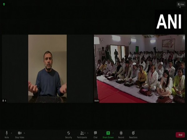 Congress leader Rahul Gandhi addressing party's digital campaign 'Jan Jagran Abhiyan' via video conferencing. (Photo Courtesy: Twitter/Indian National Congress)