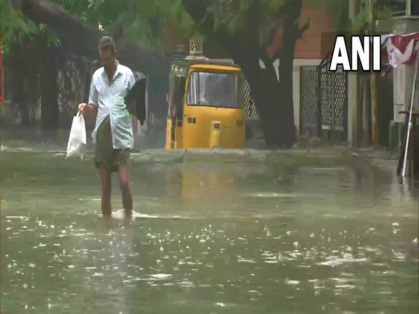 Heavy rainfall in Chennai, leading to water-logging. (Photo/ANI)