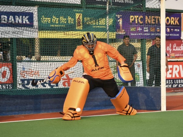 Punjab Chief Minister Charanjit Singh Channi playing Hockey during Surjit Hockey Tournament in Jalandhar.