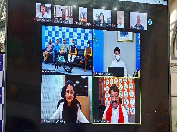 Three flights launched from Indore to Prayagraj, Jodhpur and Surat from Devi Ahilyabai Holkar International Airport in Indore. (Photo Courtesy: Twitter/JM_Scindia)