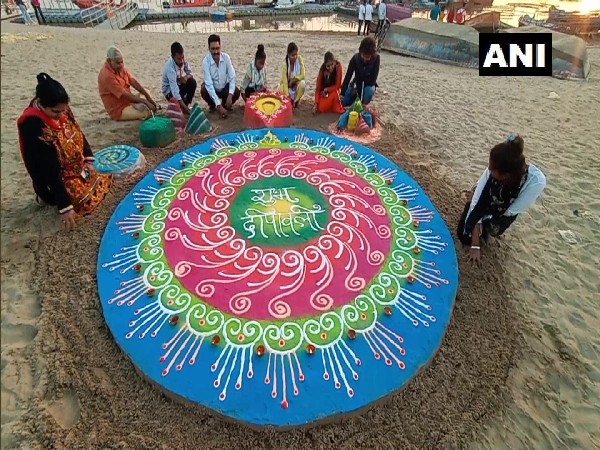 Sand art is being used as means to spread awareness on eco-friendly Diwali by Allahabad University students. (Photos/ANI)