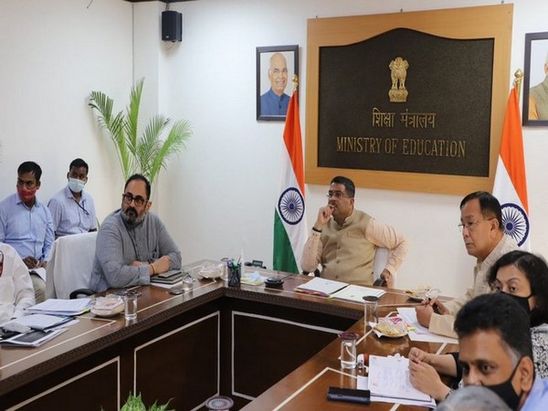 Ecucation Minister chairs meet on reopening of schools (Photo: Twitter/ Dharmendra Pradhan)